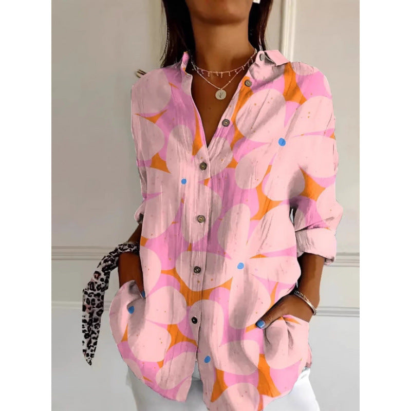 Coralina - Blouse à manches longues imprimée d'un motif océanique