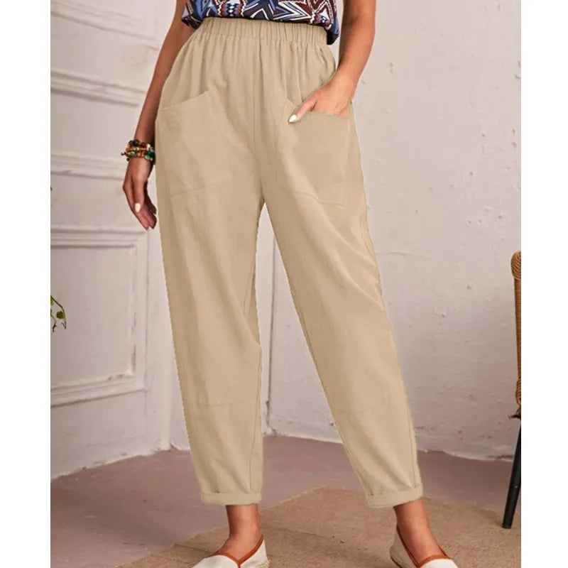 Claire - Pantalon décontracté vert kaki