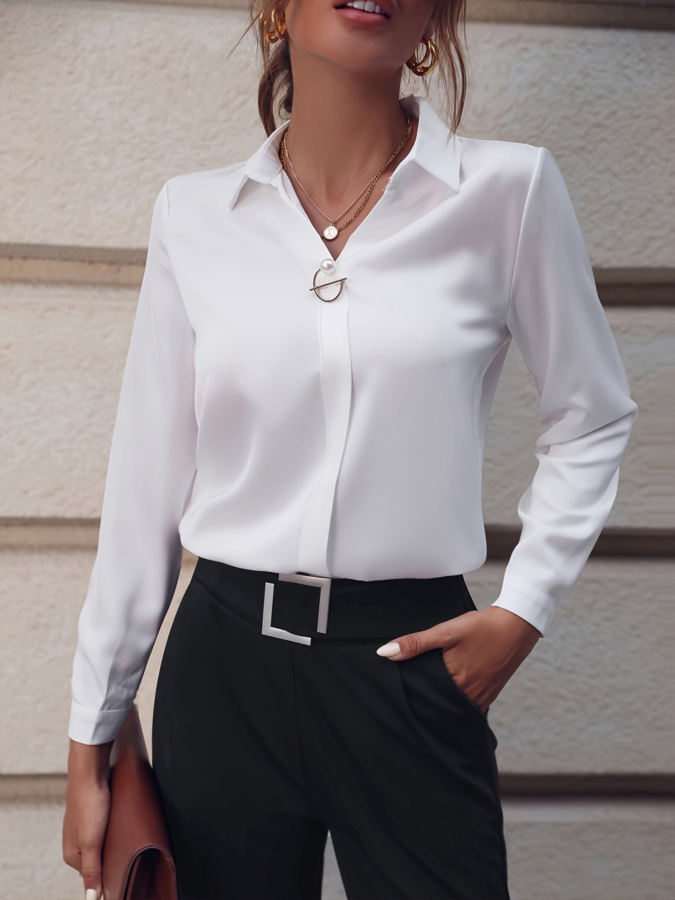 Renata - Élégante blouse fuchsia à manches longues