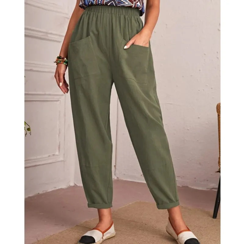 Claire - Pantalon décontracté vert kaki