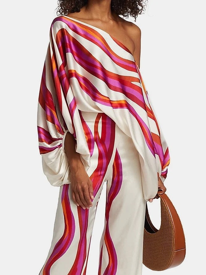 Naomi - Ensemble décolleté imprimé au design fluide