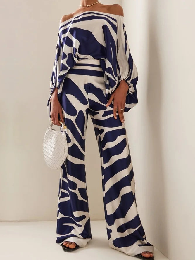 Naomi - Ensemble décolleté imprimé au design fluide
