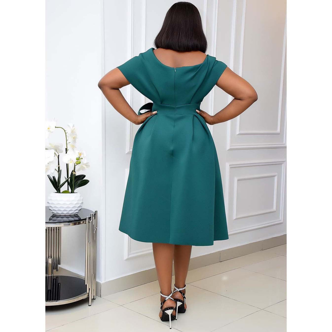 Agathe - Robe midi blanche à nœud élégant