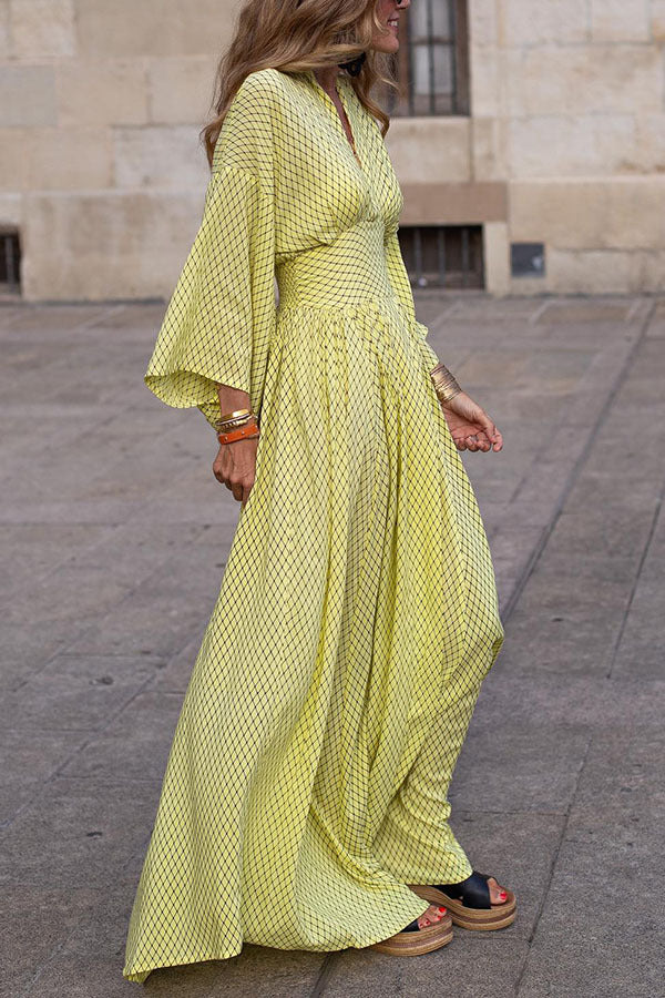 Aline - Robe longue fluide à manches longues