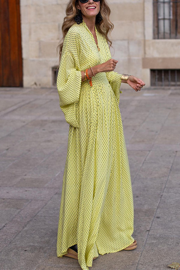 Aline - Robe longue fluide à manches longues