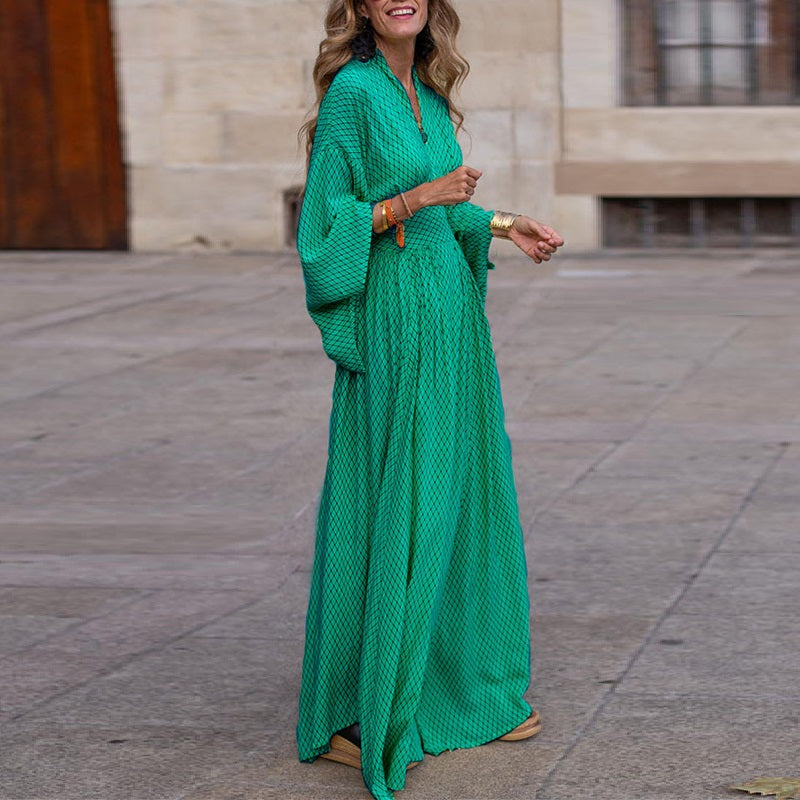Aline - Robe longue fluide à manches longues