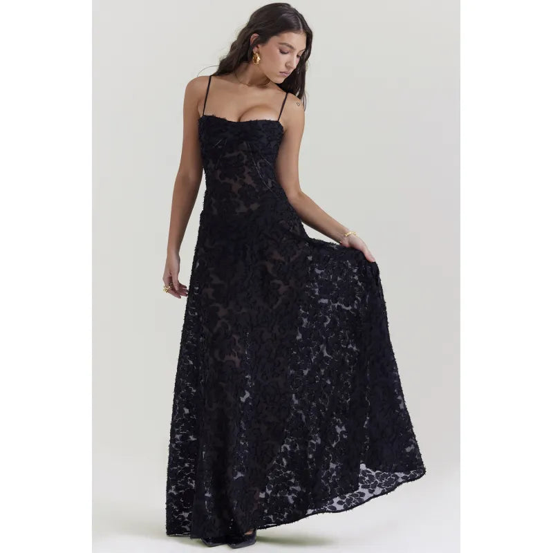 Aurélia - Robe longue lilas à motifs floraux