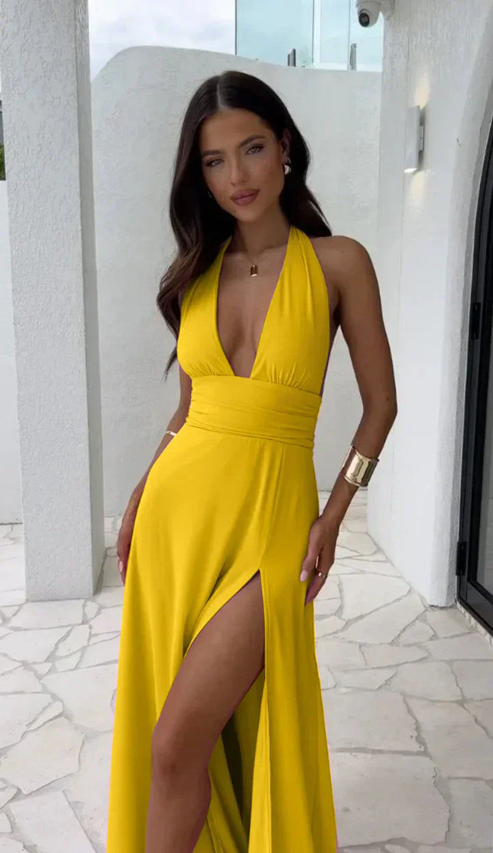 Élisa - Satin halter maxi dress