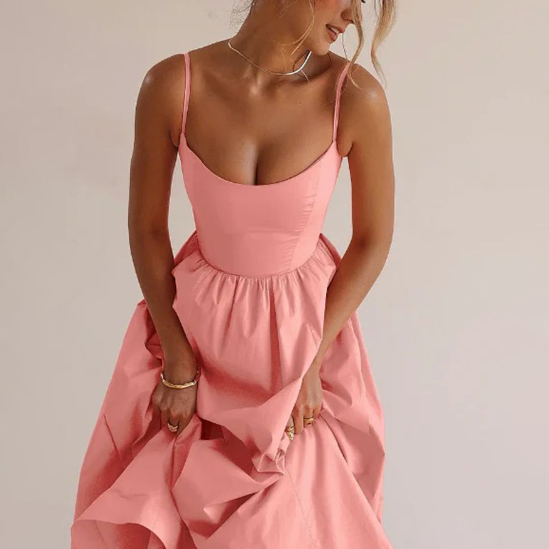 Juliet - Robe midi blanche à fines bretelles