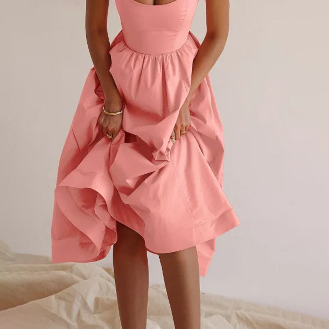 Juliet - Robe midi blanche à fines bretelles