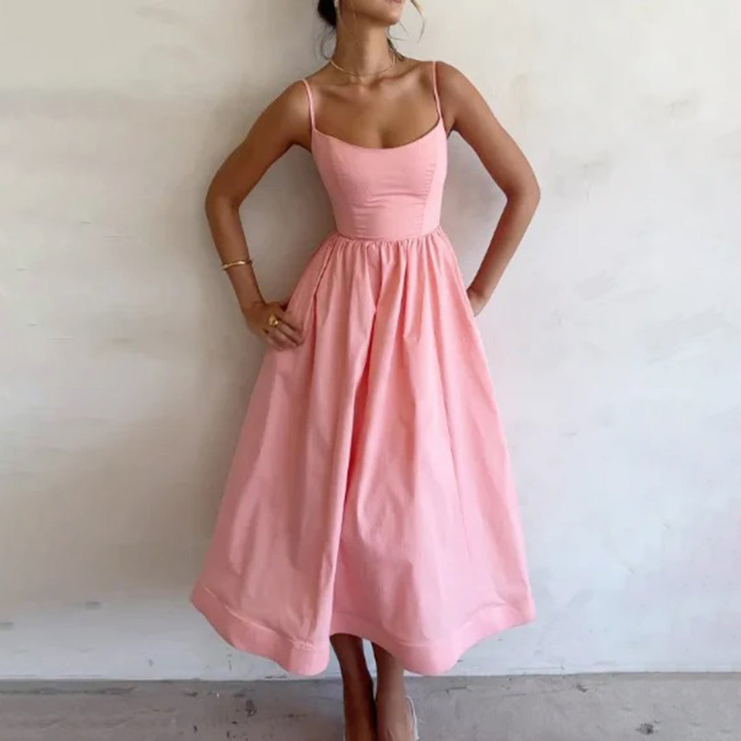 Juliet - Robe midi blanche à fines bretelles