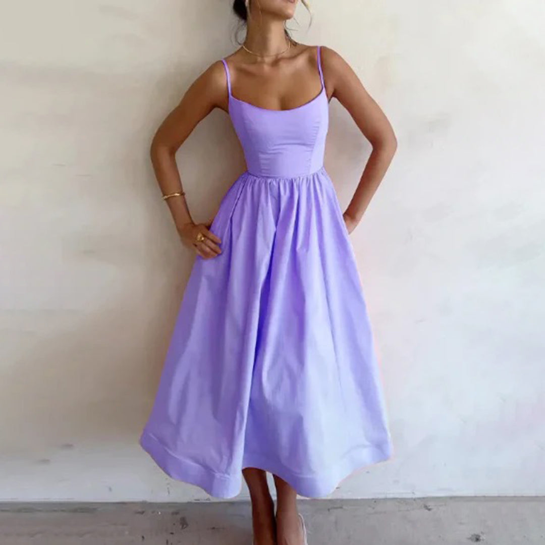 Juliet - Robe midi blanche à fines bretelles