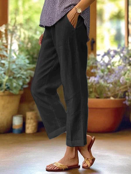 Oona - Pantalon droit en lin blanc