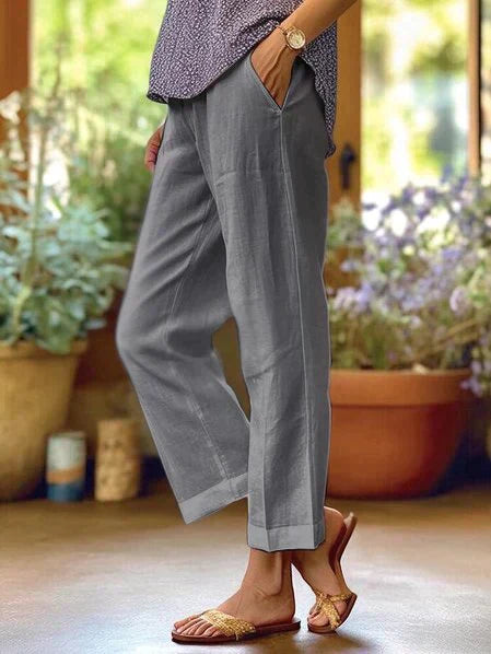 Oona - Pantalon droit en lin blanc