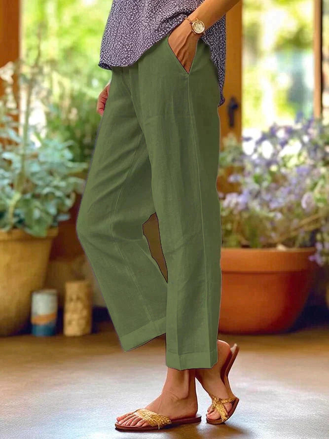 Oona - Pantalon droit en lin blanc
