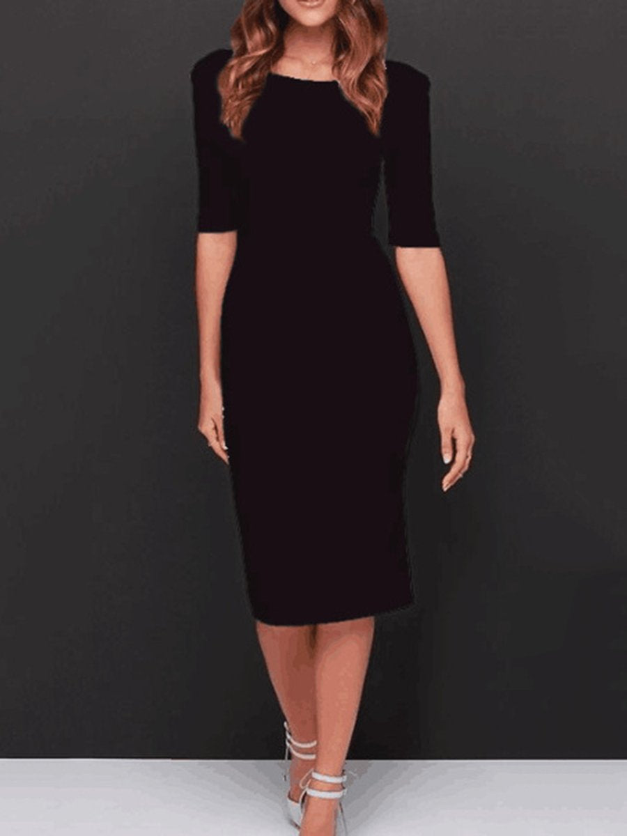 Solène - Robe crayon noire élégante