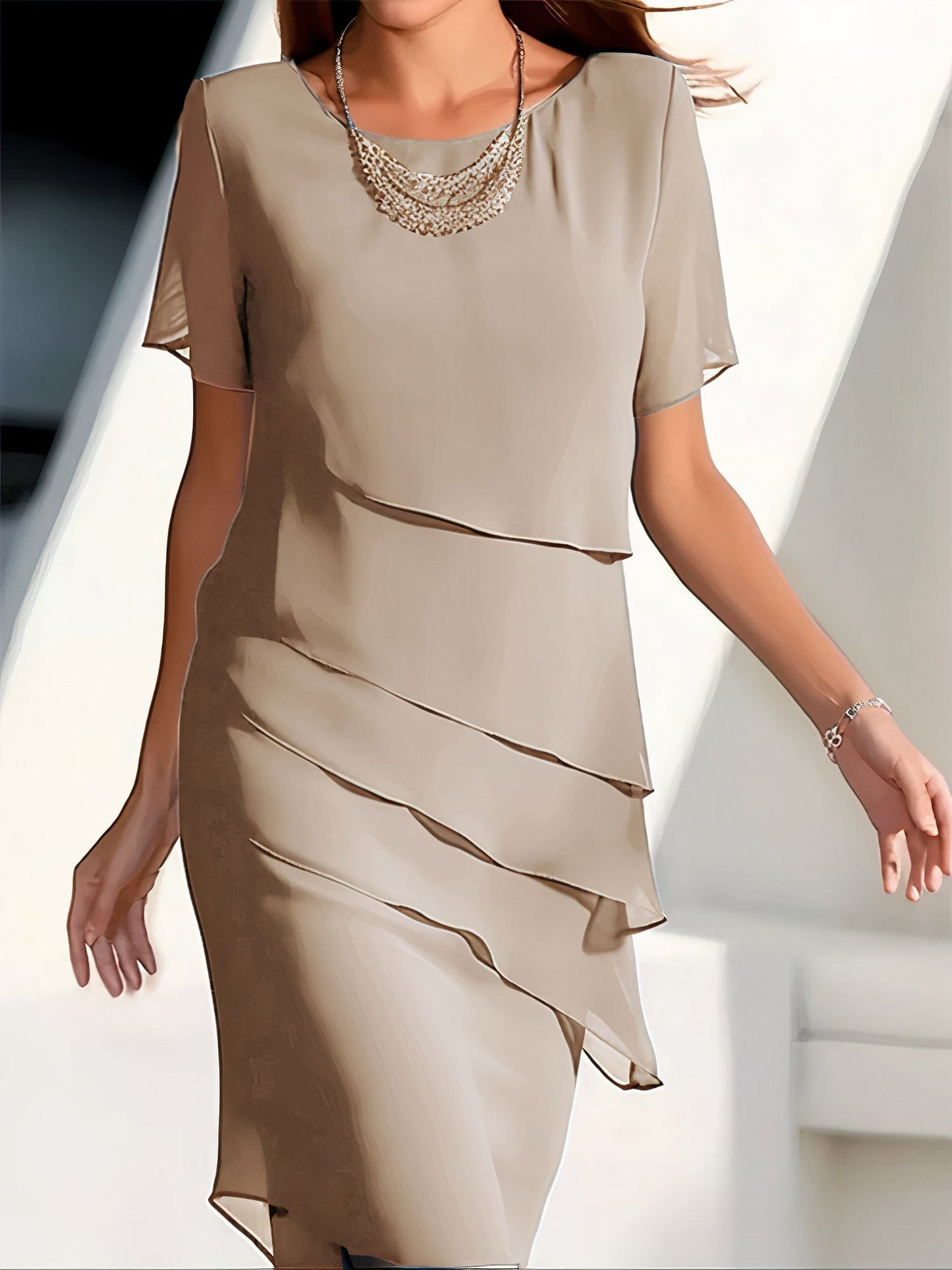 Una - Robe plissée en mousseline bordeaux