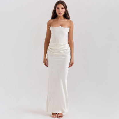 Katarina - Robe du soir en satin sans bretelles