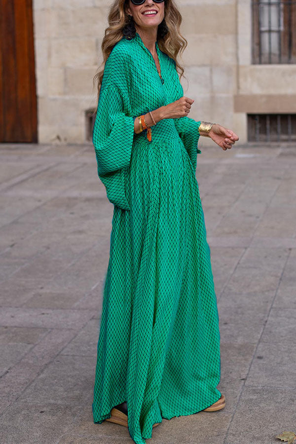 Sabrina - Robe longue à imprimé bohème et style décontracté