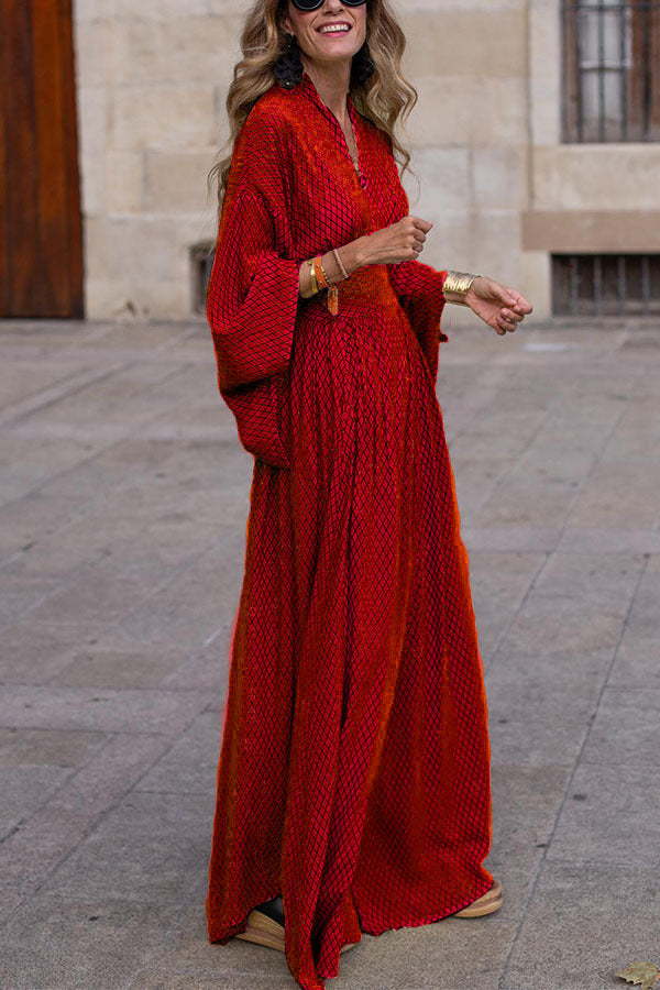 Sabrina - Robe longue à imprimé bohème et style décontracté