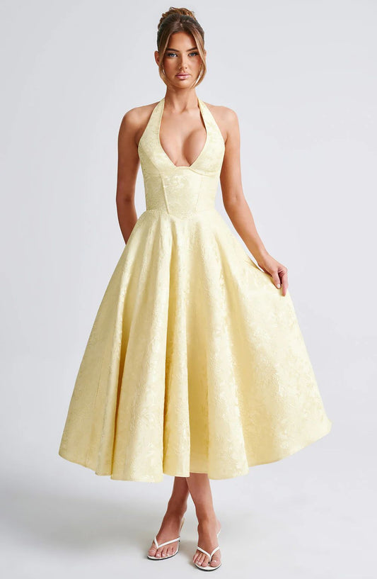 Julieta - Robe midi avec encolure licou