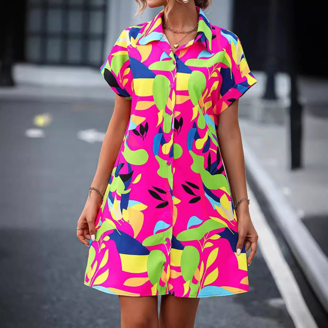 Alma - Robe boutonnée à imprimé abstrait