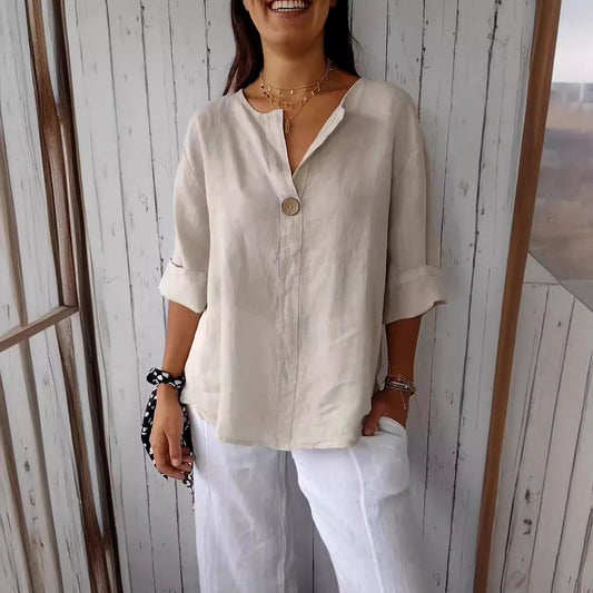 Elena - Elégante blouse en lin pour un style imprimé