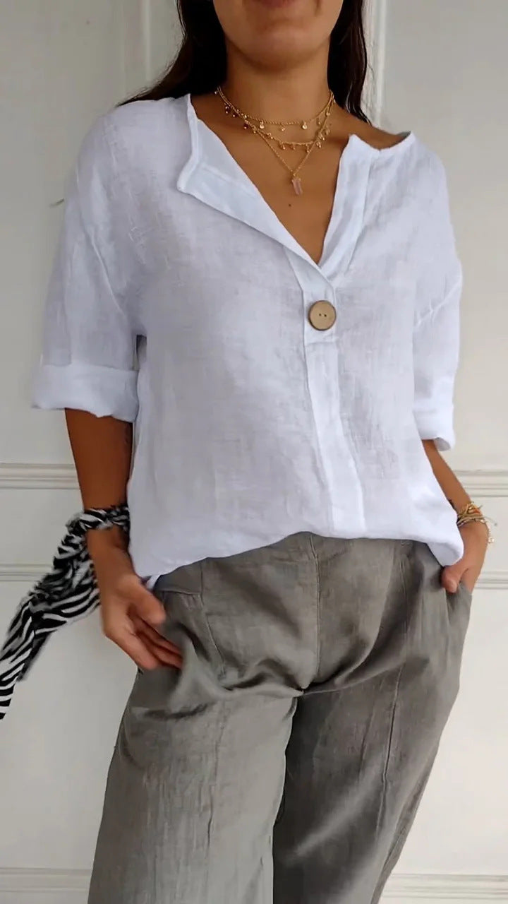 Elena - Elégante blouse en lin pour un style imprimé