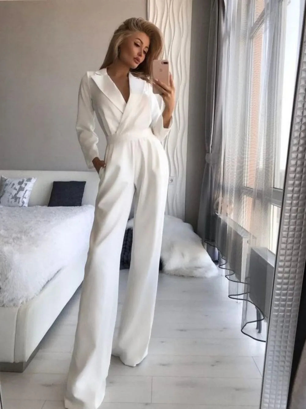 Anaïs - Combinaison noire élégante à col blazer
