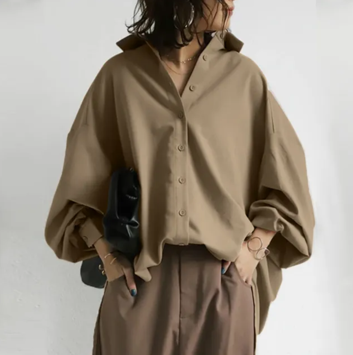Bernadette - Blouse ample blanche à col revers