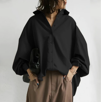 Bernadette - Blouse ample blanche à col revers