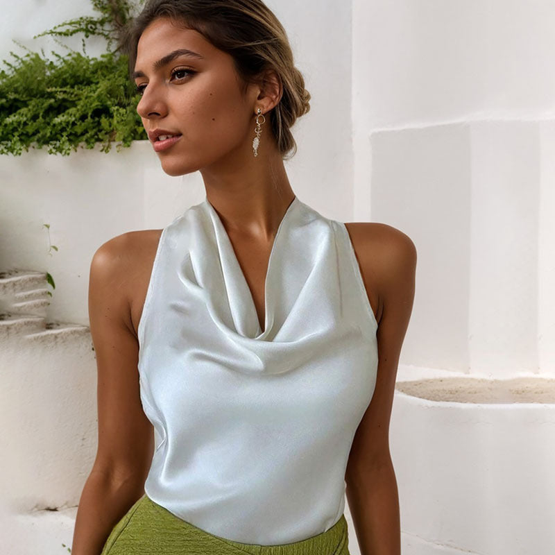 Damiana | Chemisier sans manches de couleur unie à encolure dégagée pour femmes