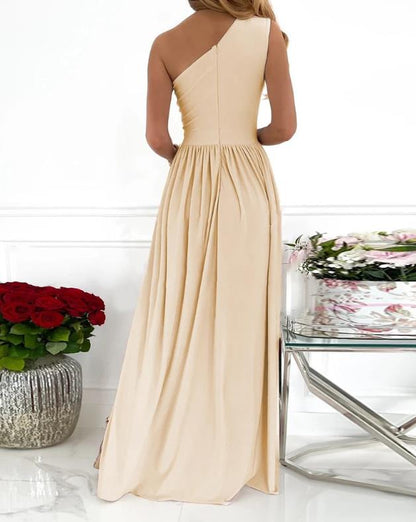 Estelle - Robe longue fendue sans manches croisée