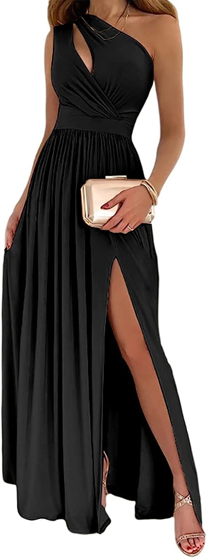 Estelle - Robe longue fendue sans manches croisée