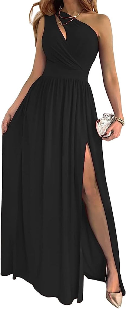 Estelle - Robe longue fendue sans manches croisée
