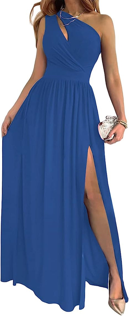 Estelle - Robe longue fendue sans manches croisée