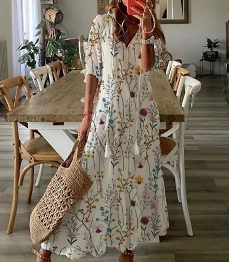 Florence - Robe longue fluide à fleurs