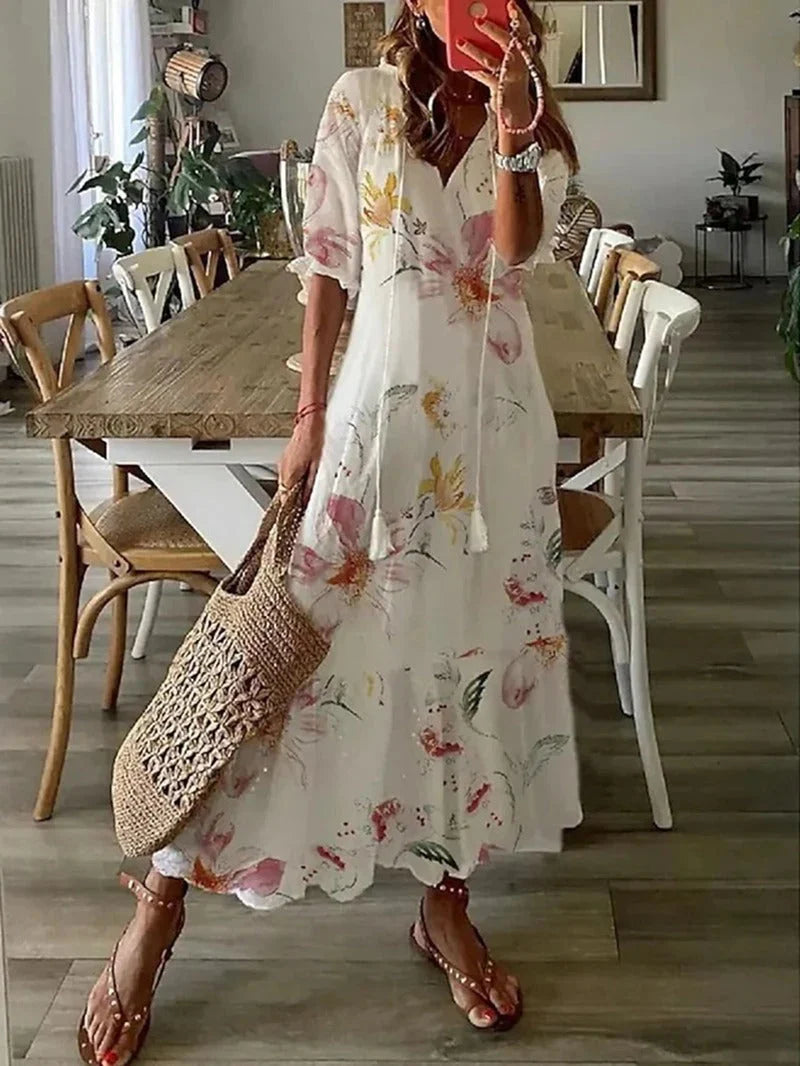 Florence - Robe longue fluide à fleurs