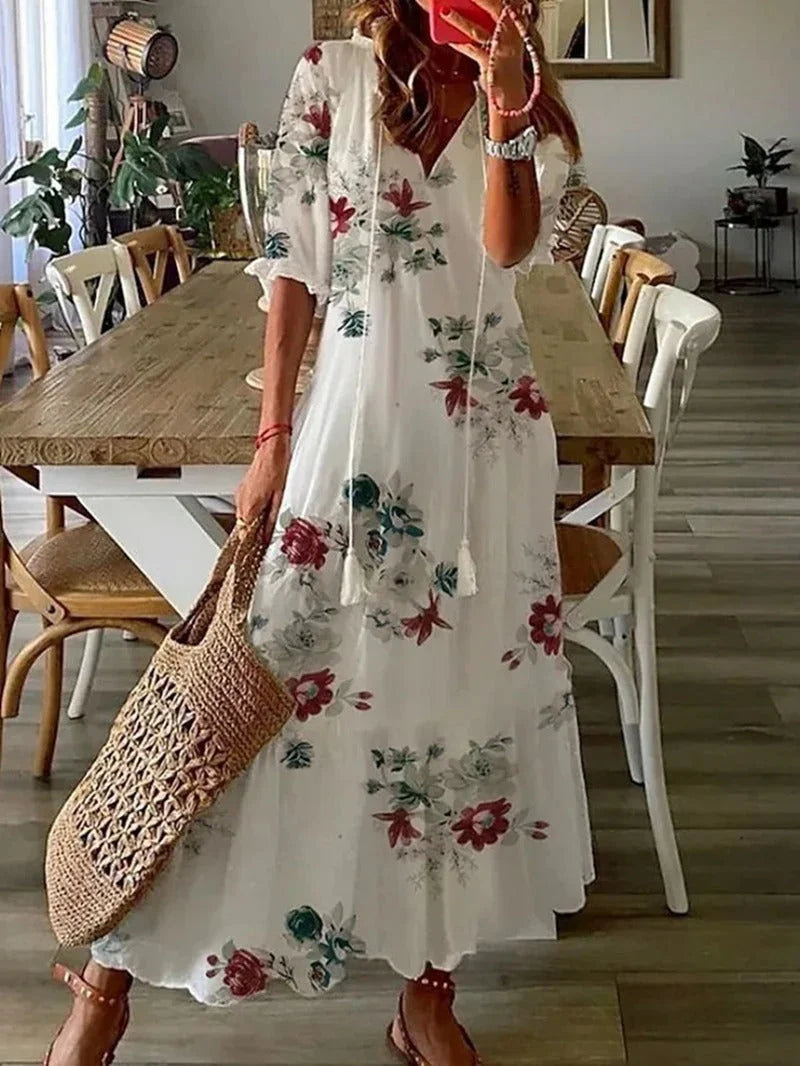 Florence - Robe longue fluide à fleurs