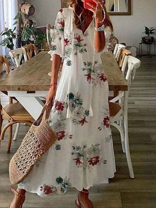 Florence - Robe longue fluide à fleurs