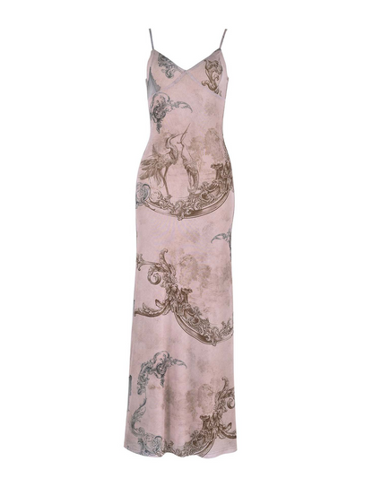Isadora - Robe longue fleurie satinée