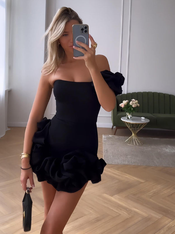 Jazlyn - Mini-robe bustier à volants élégants