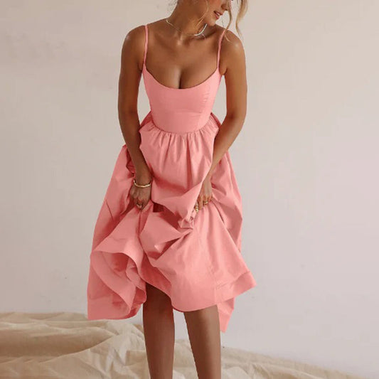 Juliet - Robe midi blanche à fines bretelles