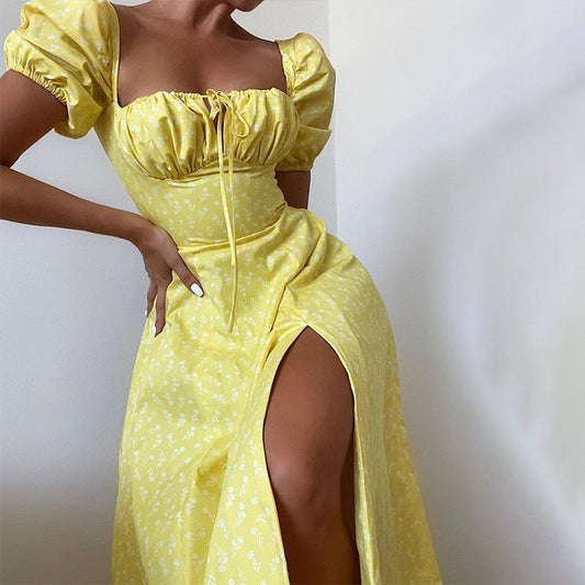Lucía - Robe florale à manches bouffantes