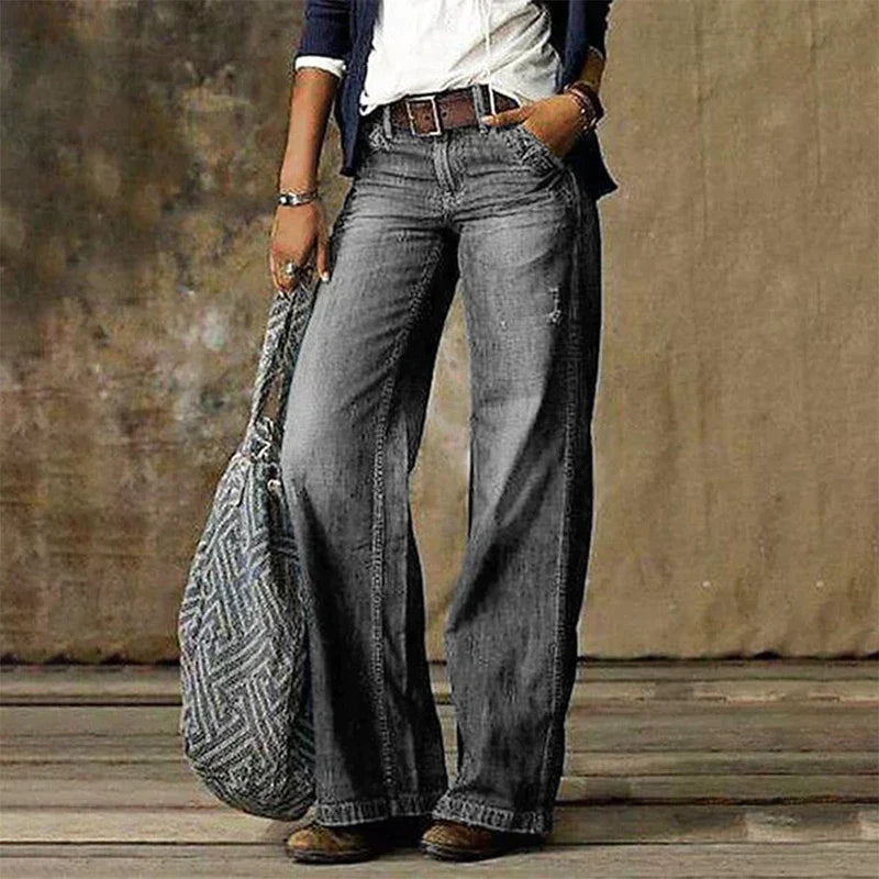 Melissa - Jean flare délavé taille haute