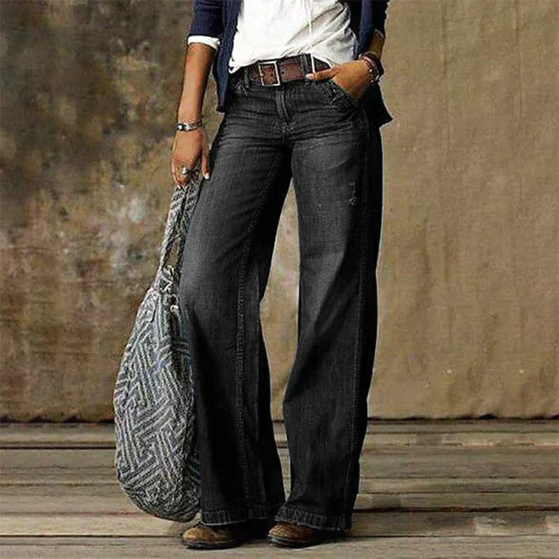 Melissa - Jean flare délavé taille haute
