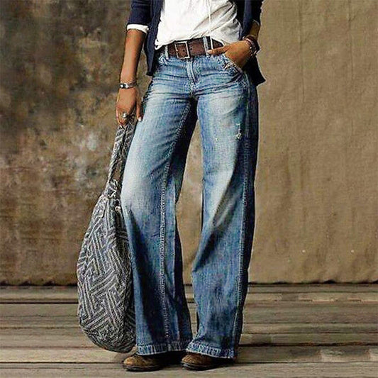 Melissa - Jean flare délavé taille haute
