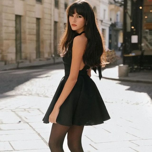 Sophie - Robe cocktail satinée évasée