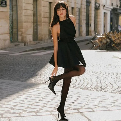 Sophie - Robe cocktail satinée évasée