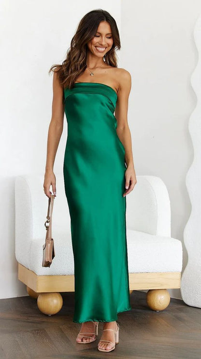 Valeria - Robe en satin sans bretelles